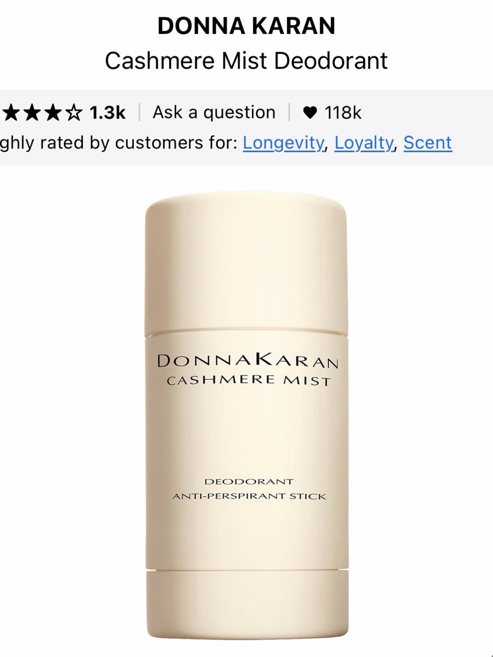 Donna Karan Cashmere Mist Deodorant Stick